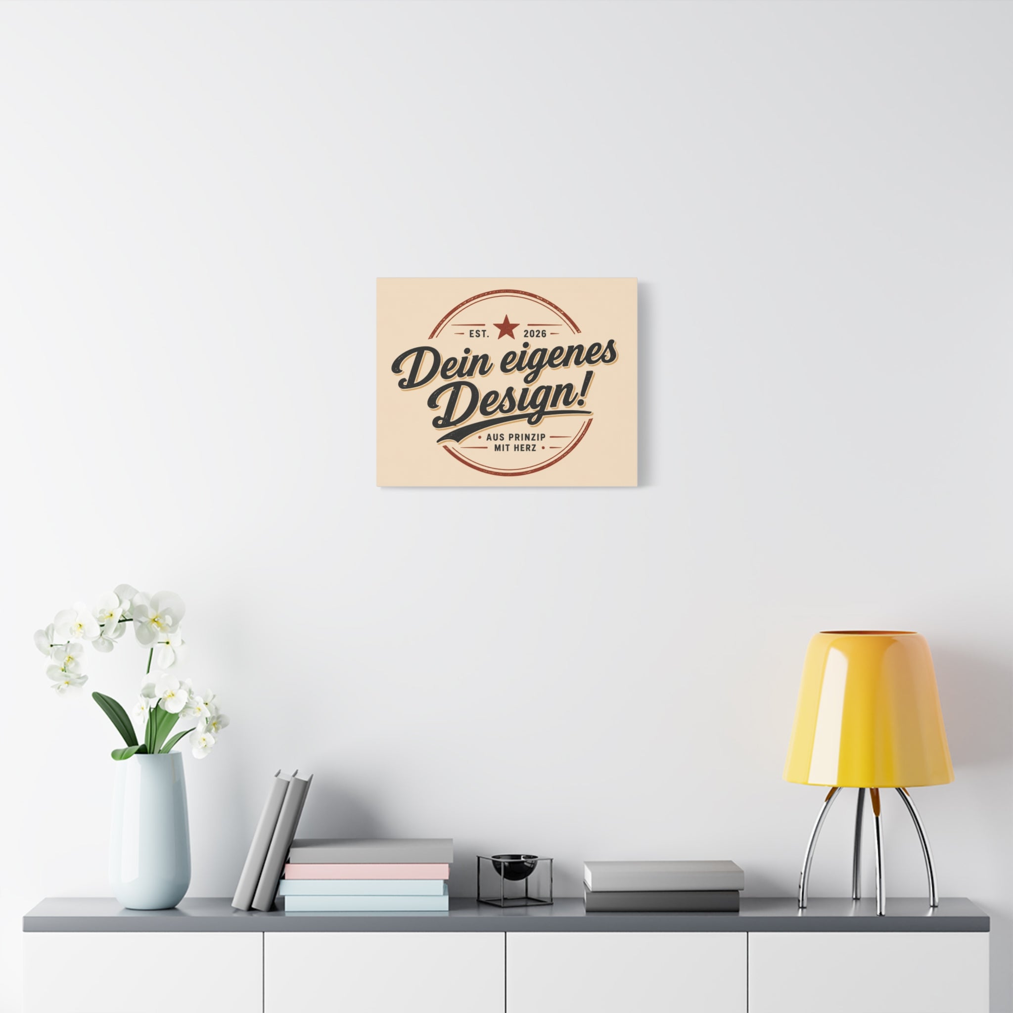 Matte Stretched Canvas - "Dein eigenes Design!" Vintage Badge Wall Art
