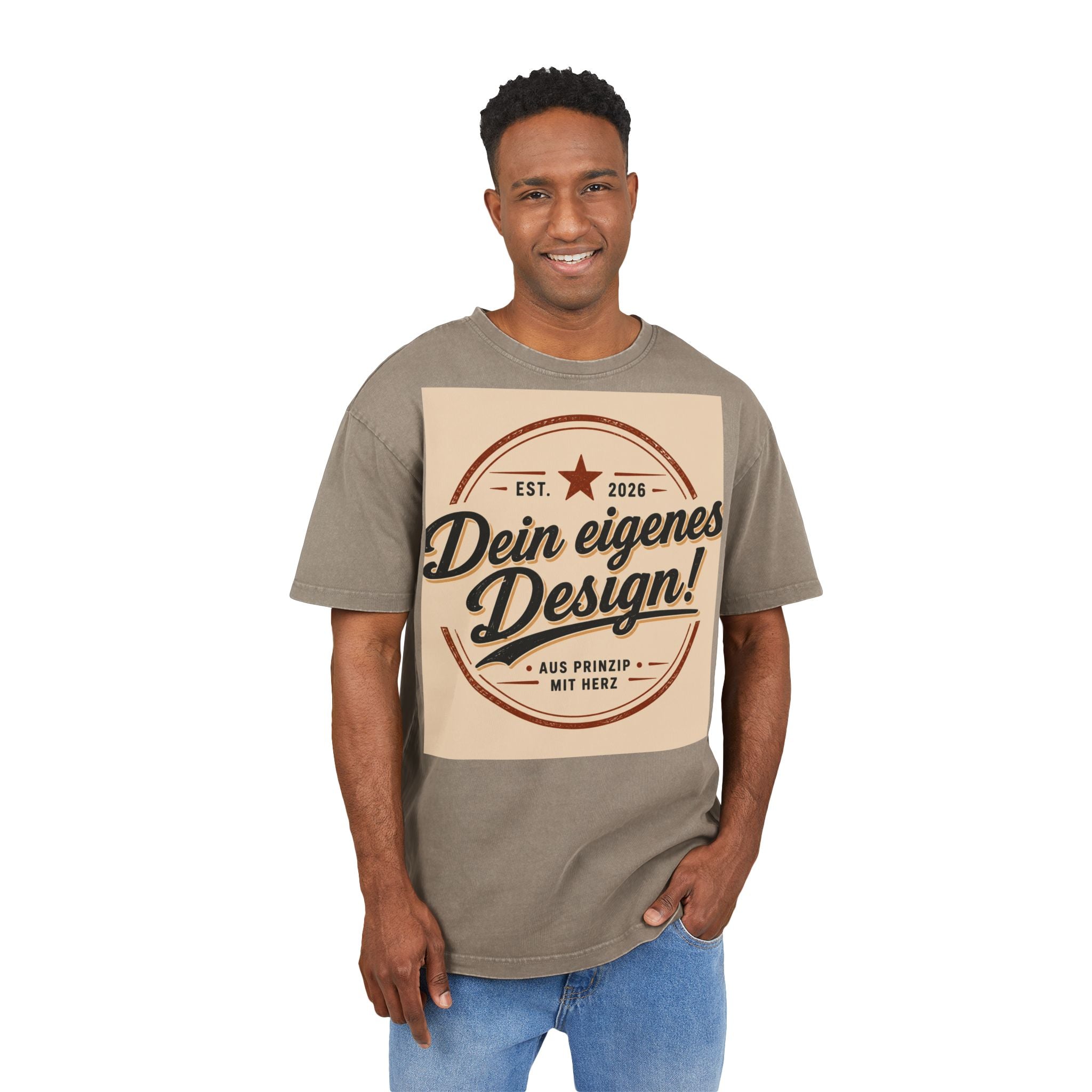 Vintage Logo Tee — "Dein eigenes Design!" Acid Wash Oversized Shirt