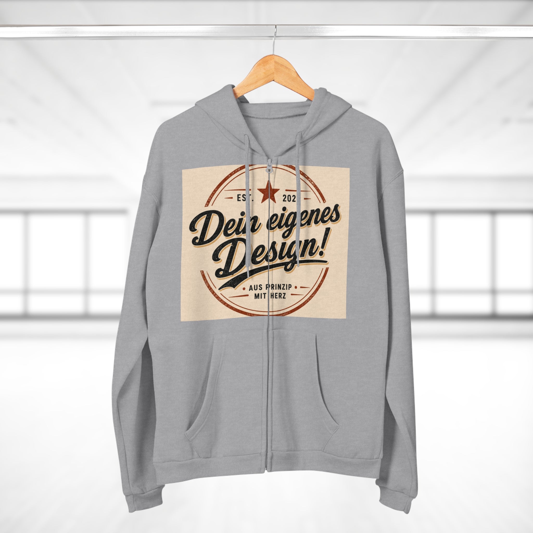 Vintage Badge Zip Hoodie – "Dein eigenes Design!" Graphic