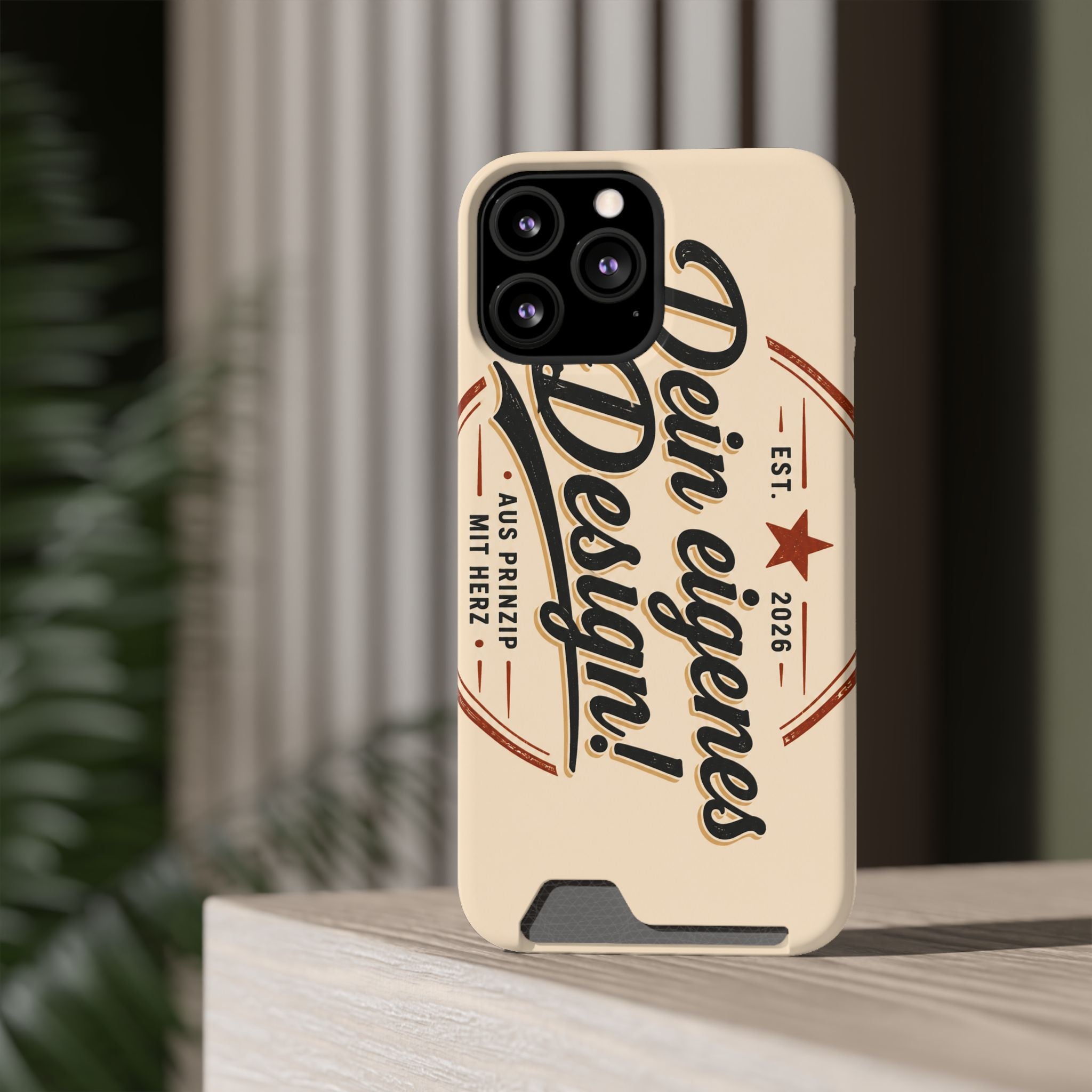 Retro Script Phone Case with Card Holder — "Dein eigenes Design!"