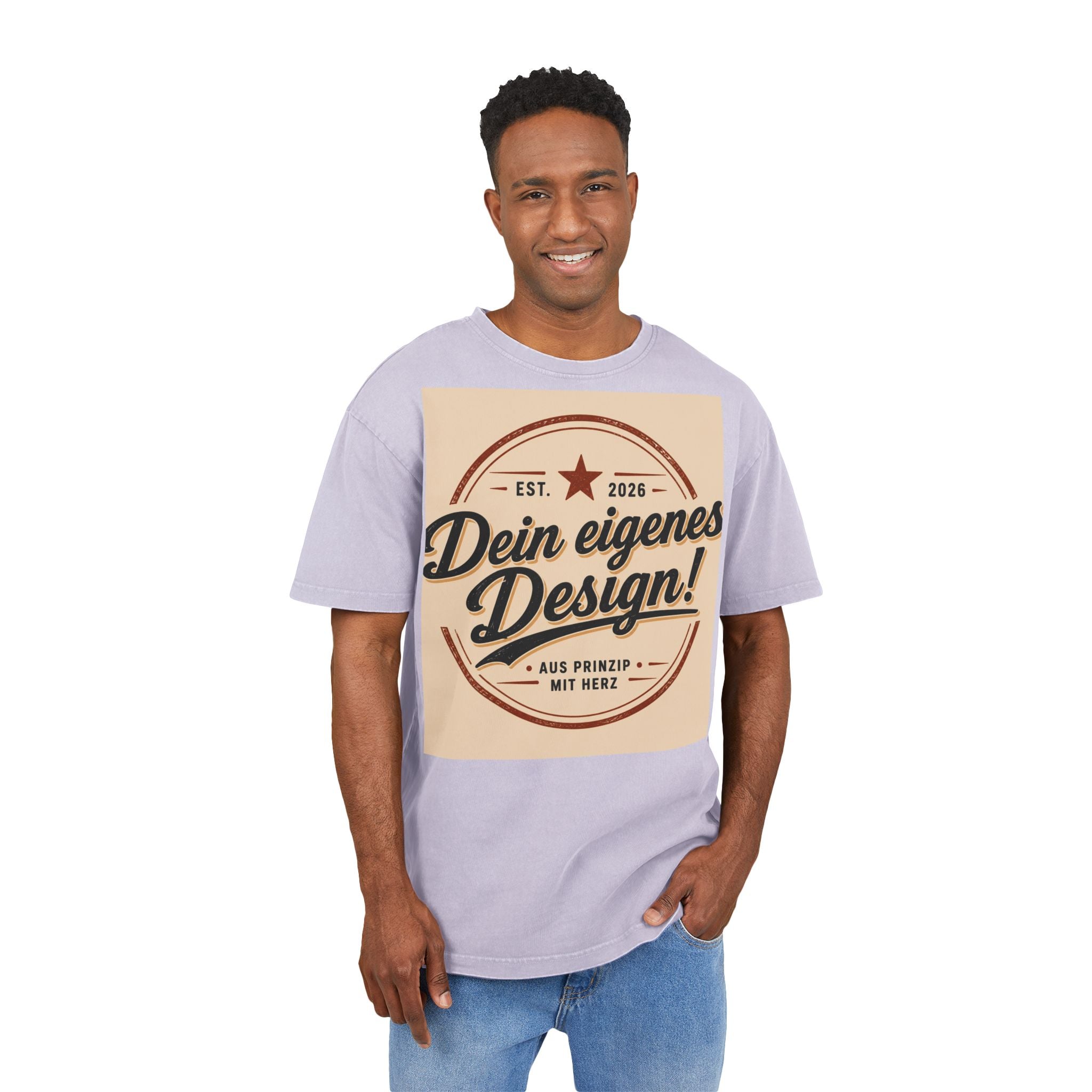 Vintage Logo Tee — "Dein eigenes Design!" Acid Wash Oversized Shirt