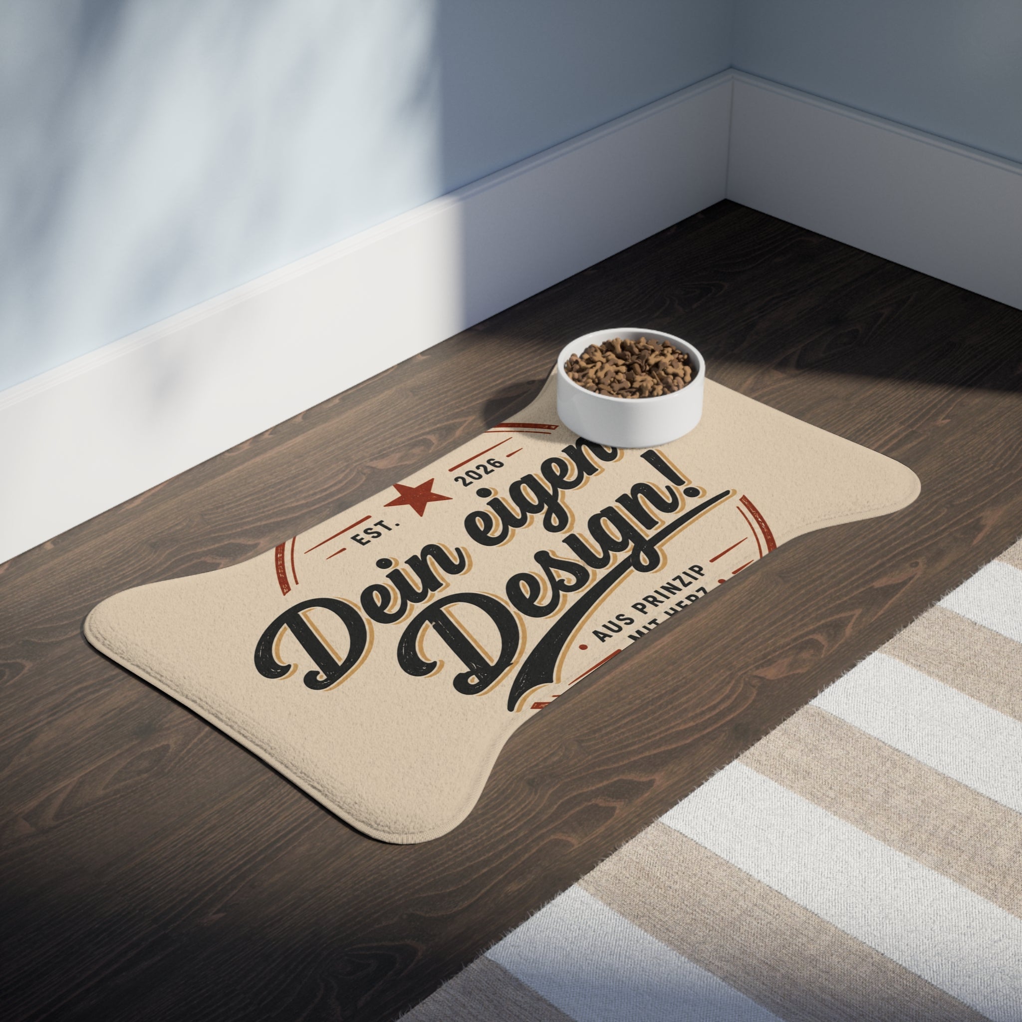 Customizable Bone Pet Feeding Mat — 'Dein eigenes Design!' Personalized Dog Bowl Placemat