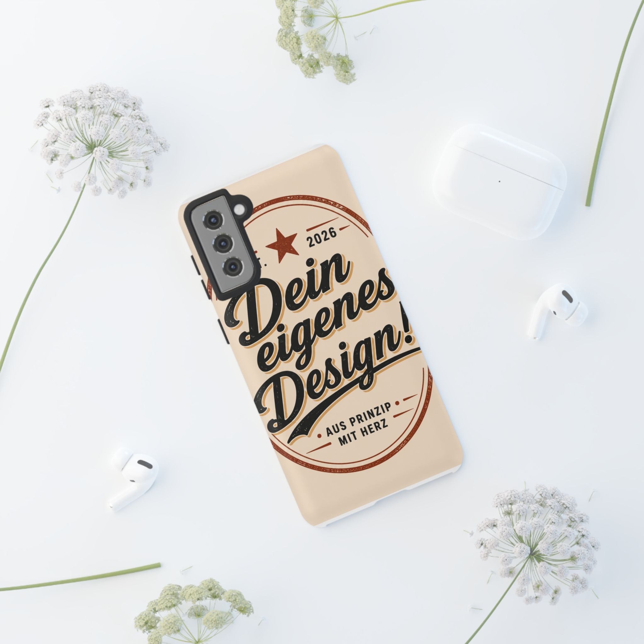 Custom Tough Phone Case — "Dein eigenes Design" Vintage Script Tough Case